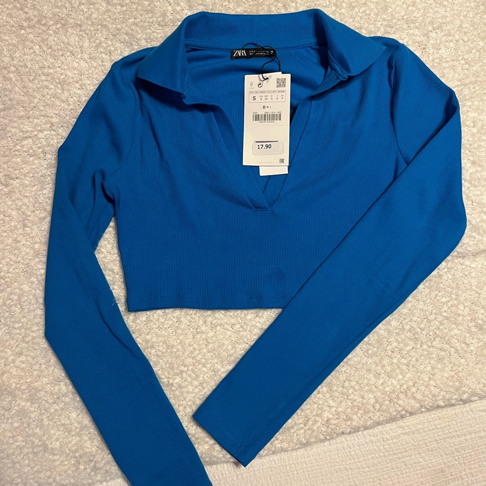 Zara Women's Vibrant Blue Button Down Shirt